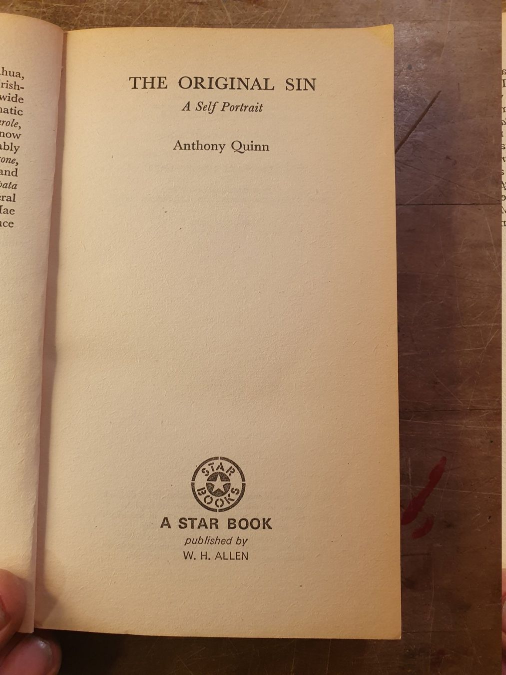 Libri: The Original Sin - Anthony Quinn – Usato da Zürich venduto da loosebone 3