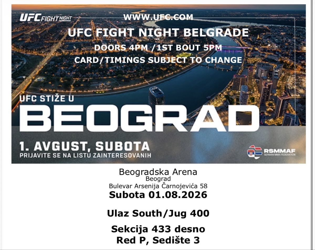 Biglietti: 3x UFC Fight Night Belgrade Tickets - Section 433 – Nuovo e nell'imballaggio originale da Gandria venduto da PokeBrothersCH 1