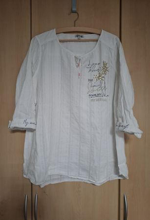 Blusenshirt Gr. 44/XXL, Soccx, weiss mit Glitzer, Halbarm