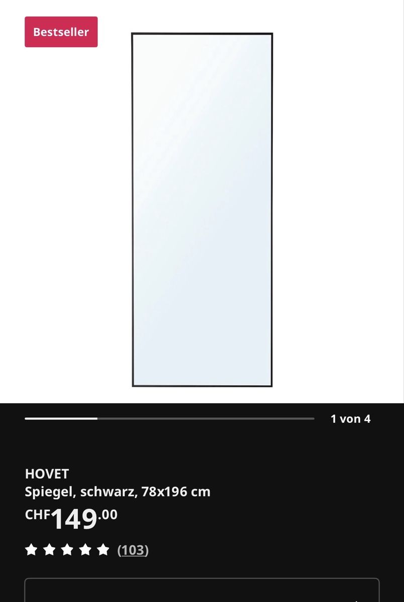 Ikea Specchi: Spiegel schwarz IKEA Hovet – Nuovo (secondo la descrizione) da Rain venduto da MJ1995 1