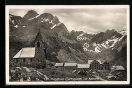 Megglisalp, Ortspartie mit Kirche und Al
