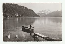 Postkarte Genfersee mit Dents du Midi, Waadt 1956