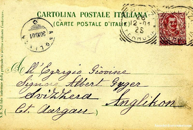 Cartoline postali: Frienze - Florenz Panorama Litho + 1901 – Usato da Emmenbrücke venduto da teestube 1