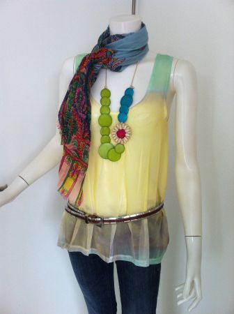 🤩MANGO TRÄGER TOP GELB-GRÜN DURCHSICHTIG NEU & D&G P.