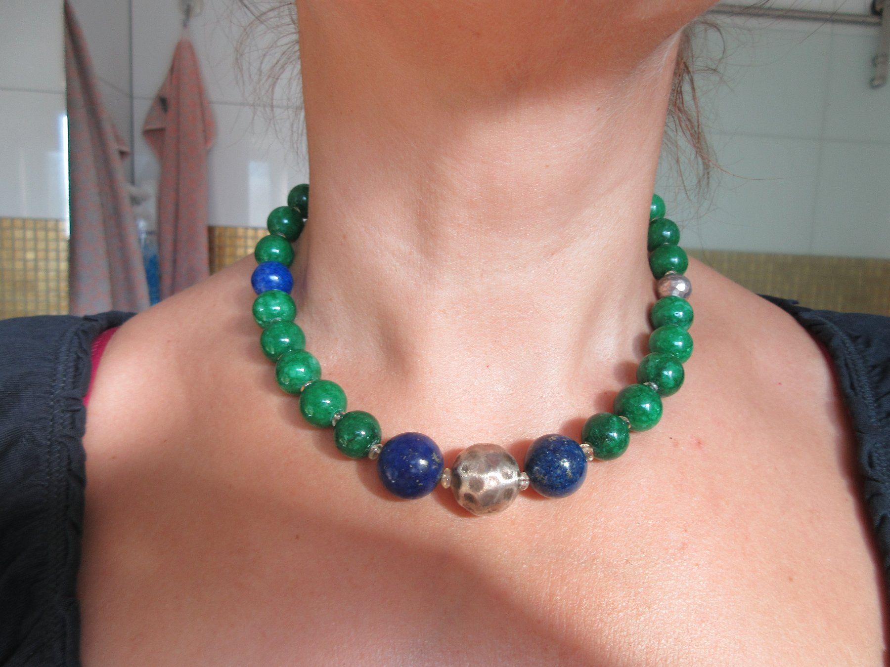 Ketten: Grosse Collier mit Jade, Lapislazuli und 925 Silber – Neu (gemäss Beschreibung) aus Grenchen von Elenka 9