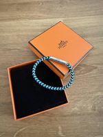 Bracelet Hermes cuir marine/turquoise