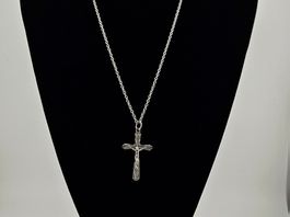 Halskette/Gliederkette Edelstahl mit Jesus Kreuz Anhänger