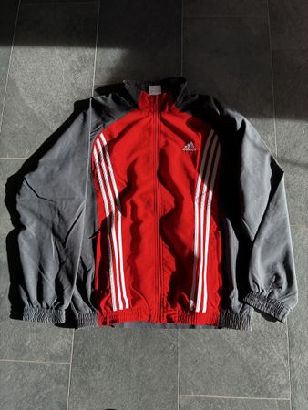 Adidas Trainingsjacke rot grau Reissverschluss Grösse L