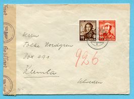 Zensurbrief von Münchenstein nach Kumla / Schweden 1943