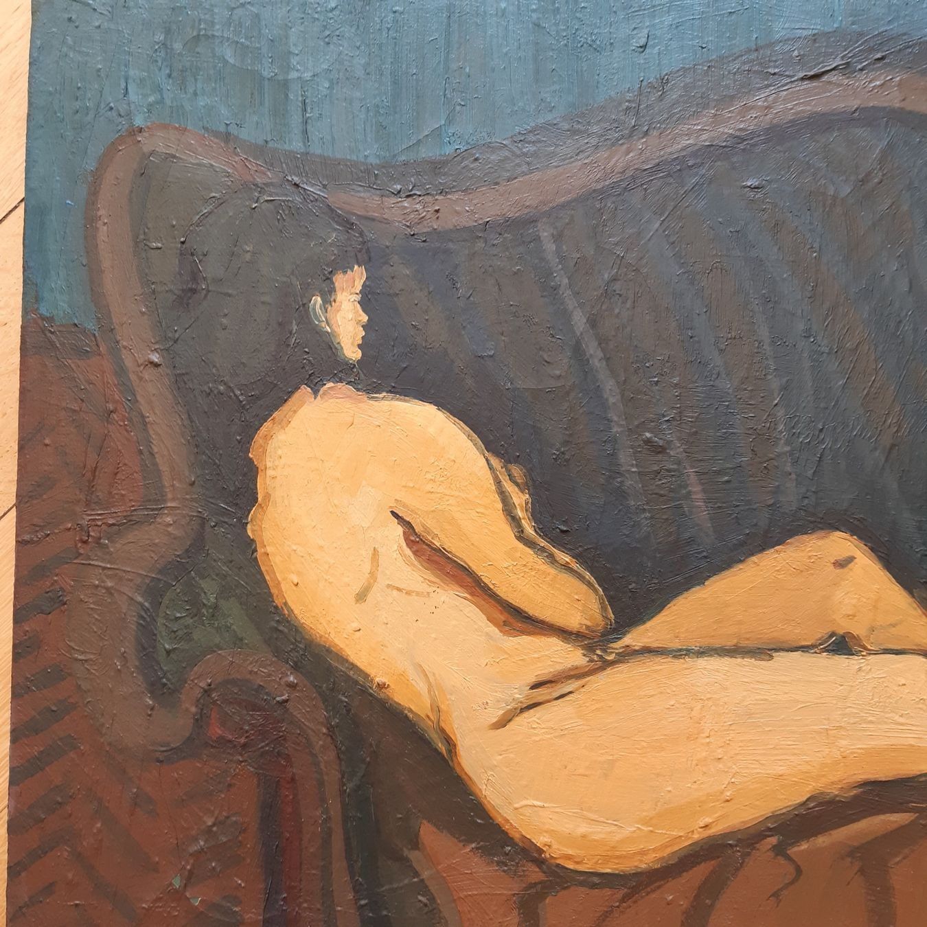 Dipinti: Willi Oppliger 1958 Titel: Akt auf Sofa – Usato da Basel venduto da Kaffee_und_Kunst