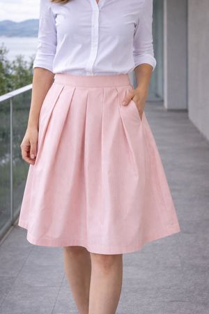 Gonna Max Mara a righe rosa dusty rose