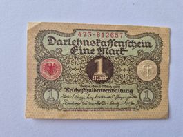 Darlehnskassenschein 1 Mark aus dem Deutschen Reich 1920