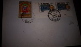 Bhutan Brief mit seltenen Briefmarken, Top Zustand!
