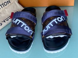 LOUIS VUITTON Honolulu Lv Logo Mule Leder Sandale 43.5 NEU