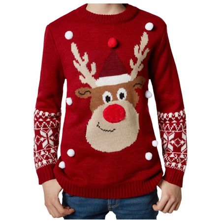 neuer Kinder Weihnachtspullover Rudi Rentier Gr. 152