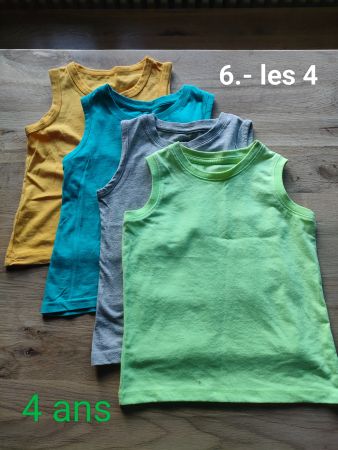 Lot de 4 débardeurs d'été garçon, taille 4 ans