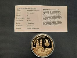 Stadtmedaille Grossmünster, Cu vergoldet, mit Zertifikat