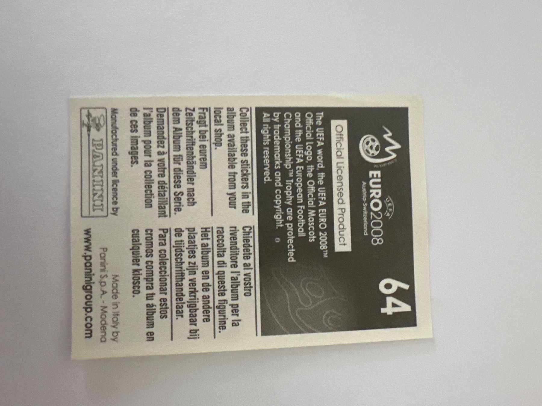 Panini Cartes à collectionner: Panini UEFA EM 2008 Sticker - Nr. 64 – D'occasion à Sulz AG par DealWerk 1