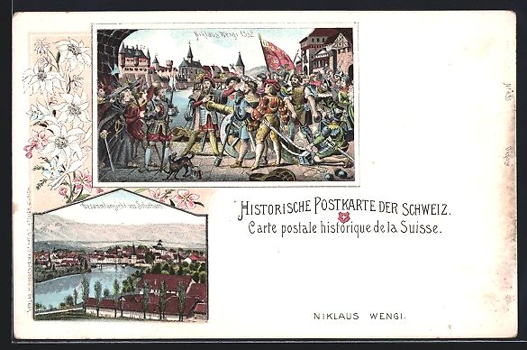 Ansichtskarten: Litho Solothurn, Niklaus Wengi 1532, Ort – Gebraucht aus Berlin von bartko-reher