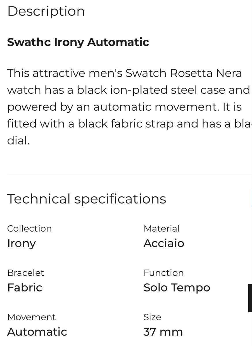 Swatch Montres: Rare Swatch Irony Automatic ROSETTA NERA 2013 system 51 – Neuf avec emballage d'origine à Sion par BricEnBroc 5