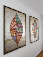 Artwork leaf pattern set of 2 framed canvas good condition