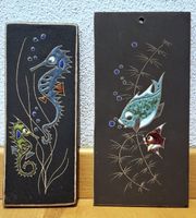 1xRuscha,1x Kiechle vintage-Wandbilder Keramik,Handarbei🐟🐠