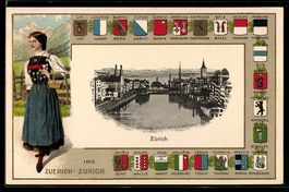 Litho Zürich, Blick auf Limmat und Stad