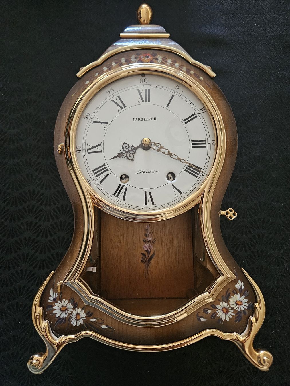 Bucherer Pendules & Horloges murales: Pendule Bucherer "La Chatelaine" bois décor fleuri – Neuf (Voir description) à Châtelaine par enerio1347