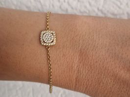 Feine Armband 18K Gelb und Weissgold mit Zirkonia