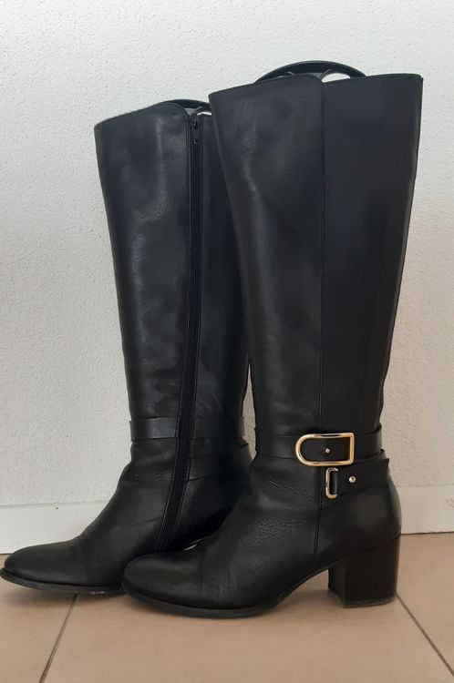 Bottines Femme Cuir Noir San Marina Pointure 37 - Style Santiague, Très Bon état