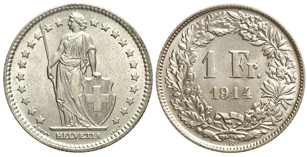 Tutti le monete: 1 Franken 1914 (01) – Usato da Chiasso venduto da Novamarketing