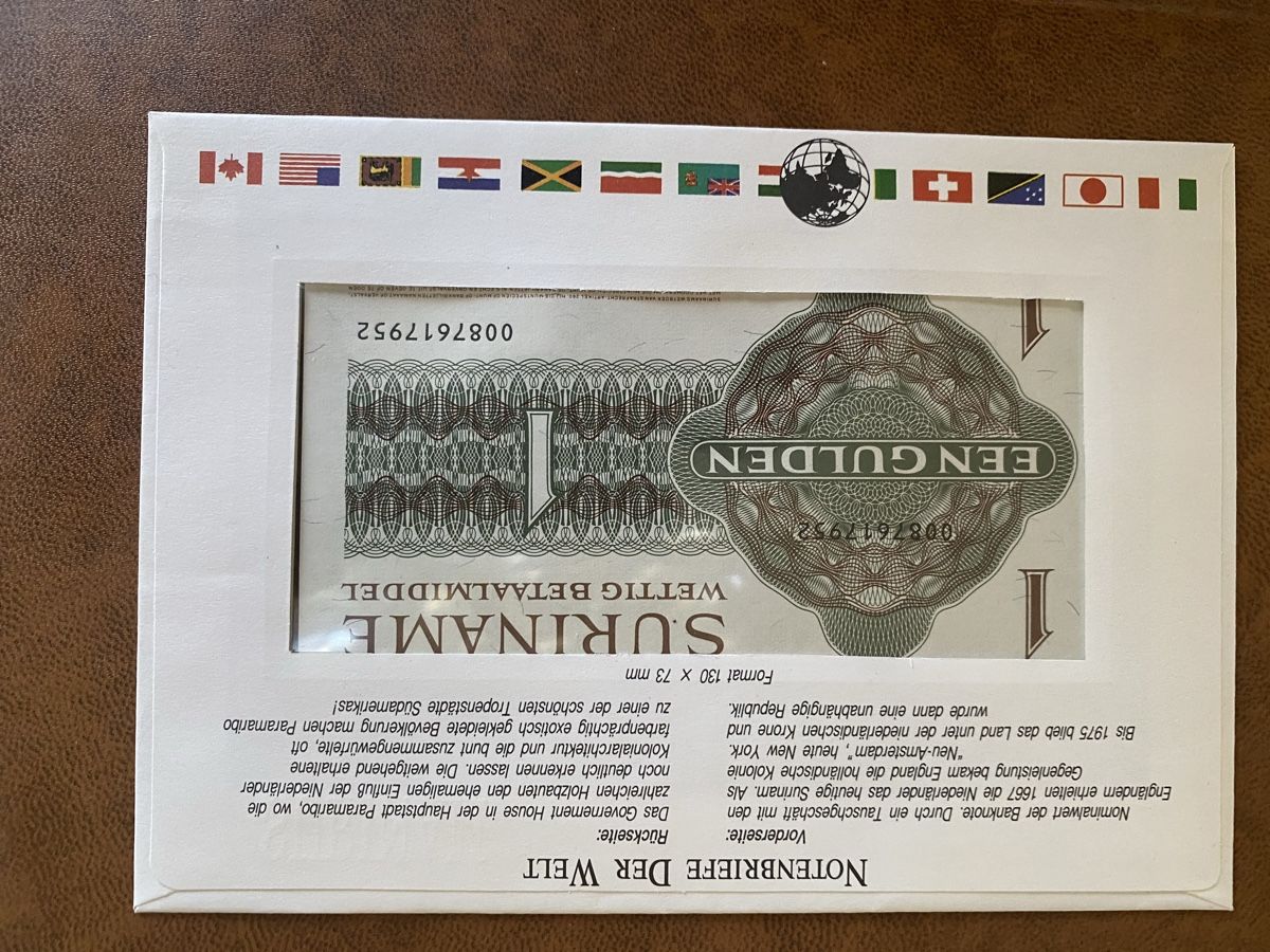 Banknoten: Surinam 1 Gulden Notenbrief – Neu und originalverpackt aus Thörishaus von luc_nsv9 1