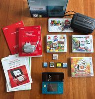 Nintendo 3DS Aqua Blue mit OVP, Ladegerät, Tasche & 9 Spiele
