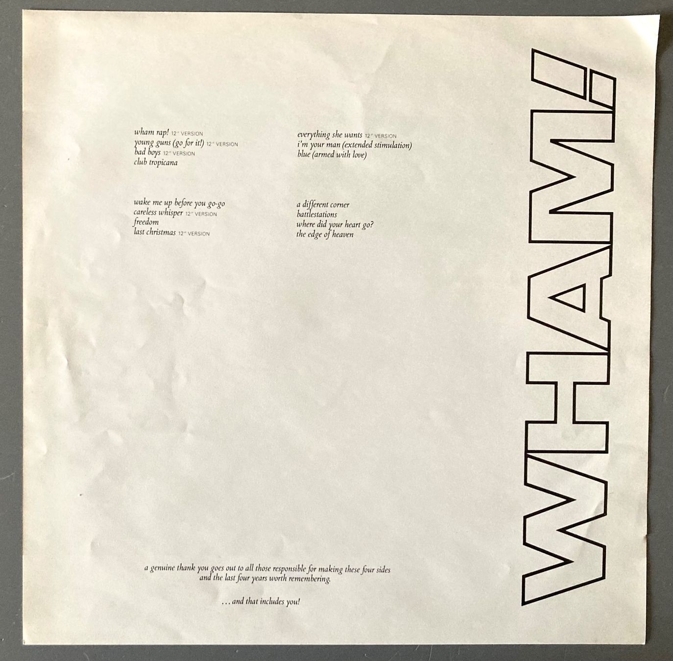 Schallplatten: WHAM! - THE FINAL – Gebraucht aus Poliez-Pittet von Newtown-Records 2