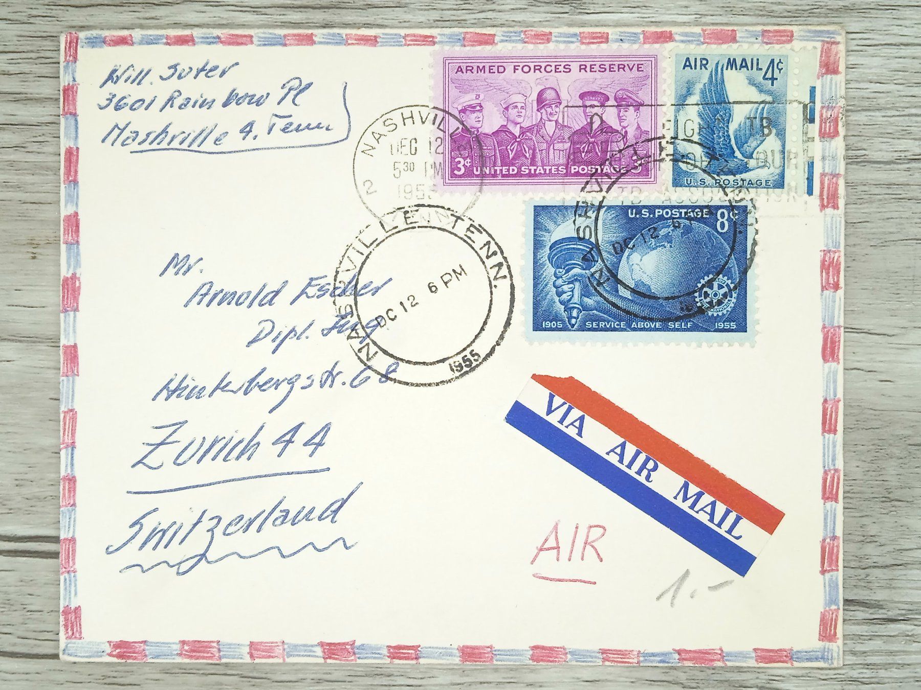 Tutti i francobolli: TR100 Enveloppe + Timbre USA 1955 – Usato da Cousset venduto da Patrick_Collections