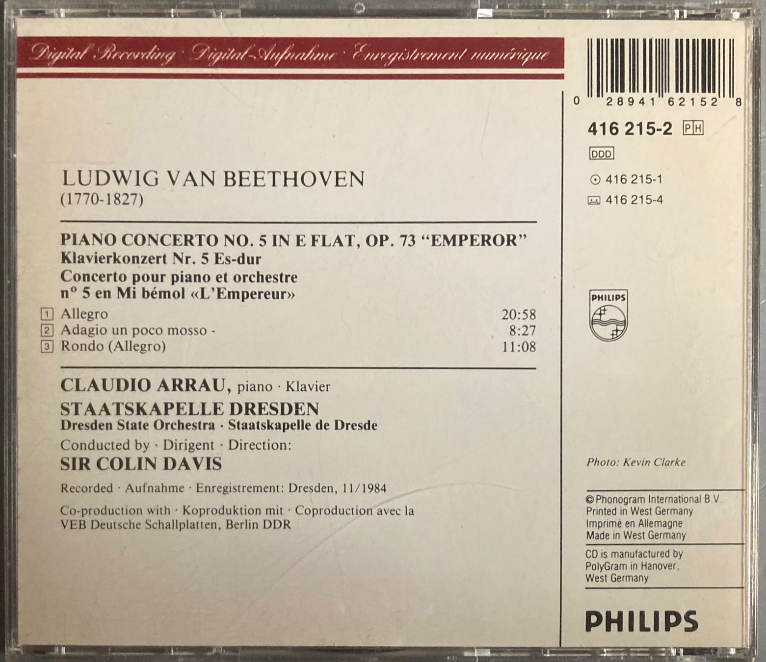 CD: BEETHOVEN...... - PIANO CONCERTO...... – Usato da Poliez-Pittet venduto da Newtown-Records 1