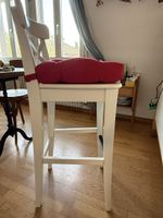 IKEA Barhocker ROSENTORP weiss 63 cm mit Sitzkissen rot