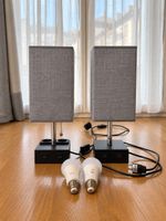 Set of 2 Grey Bedside Lamps + Smart Bulbs – Like New