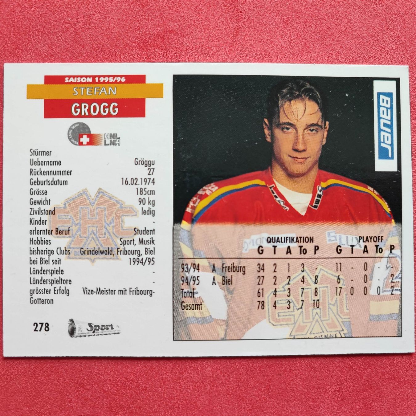 Sammelbilder & Trading cards: Stefan Grogg - EHC BIEL - 1995/96 – Gebraucht aus Dübendorf von kb86_MOVIE 1