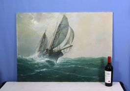 Léon Zeytline, Gemälde "Stürmische See", Oel auf Leinwand
