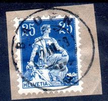 SITZENDE HELVETIA MIT SCHWERT 25 RP VOLLSTEMPEL BADEN-BU2011