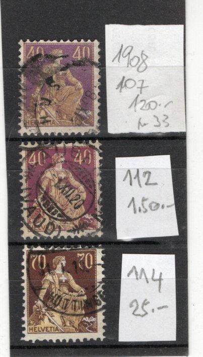 Tutti i francobolli: 04b CH 1908 Elvezia con spada – Usato da Breganzona venduto da dede46
