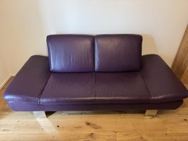 Lila Ledersofa 2-plätzig, Top Zustand, Muss Weg!
