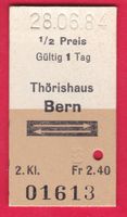 KARTON BILLETT, THÖRISHAUS - BERN, 2.KLASSE, RETOUR, HALBTAX