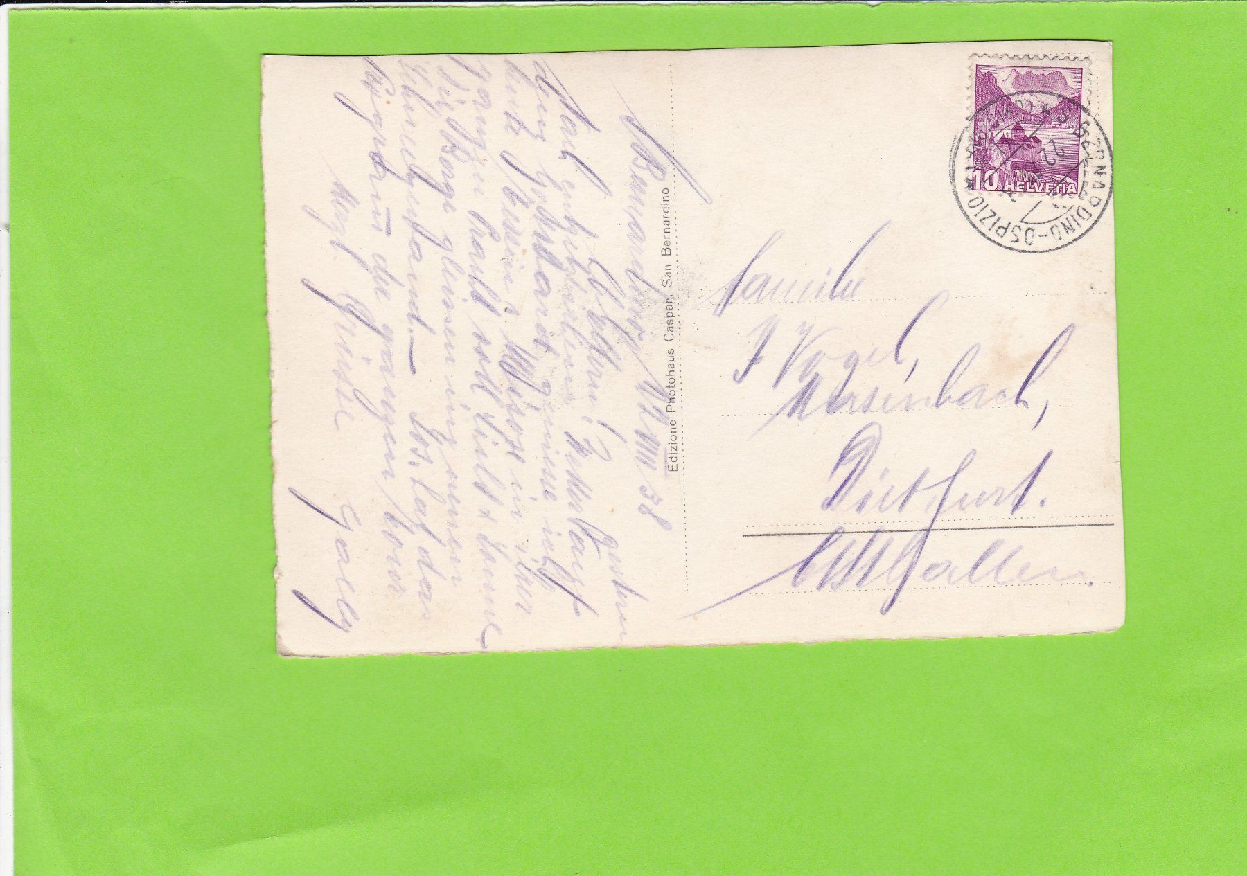 Cartoline postali: San Bernardino Ospizio – Usato da St. Peterzell venduto da neckertal 1