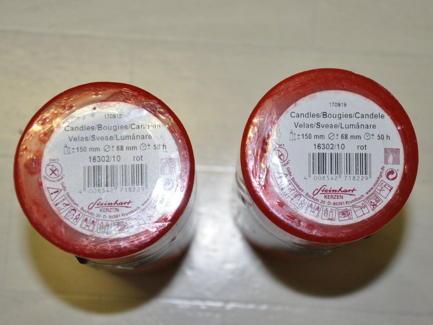 Candele: 2 rote Kerzen Sline durchgefärbt Geschenk – Nuovo e nell'imballaggio originale da Oberrüti venduto da ELALL 2