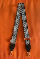 Schulterriemen für Handtaschen (Schwarz mit Weiss Streifen)