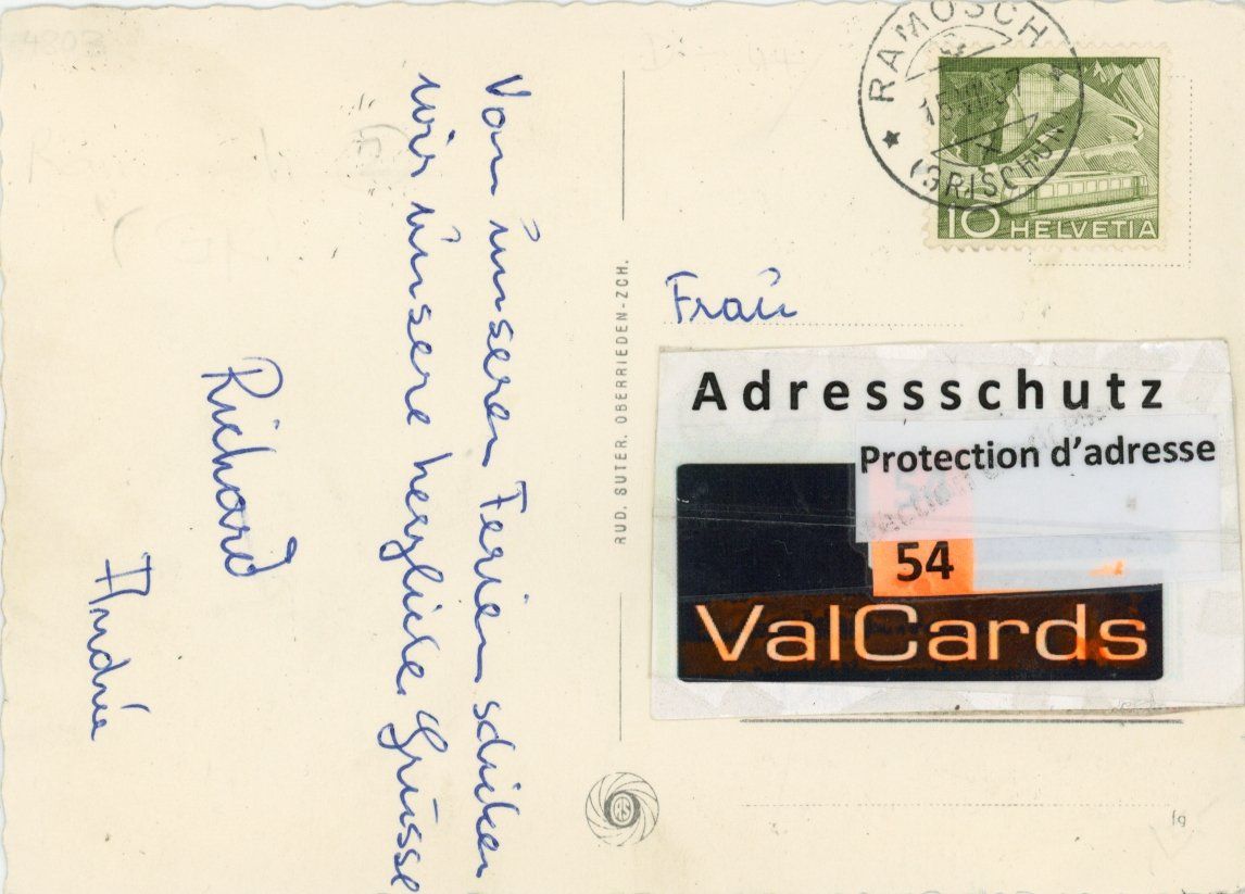 Ansichtskarten: Ramosch   GR        um 1 9 5 7 – Gebraucht aus Brig von Valcards54 1