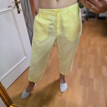 Betty & Co gelbe Leinen-Baumwollhose, Gr. 40, 7/8