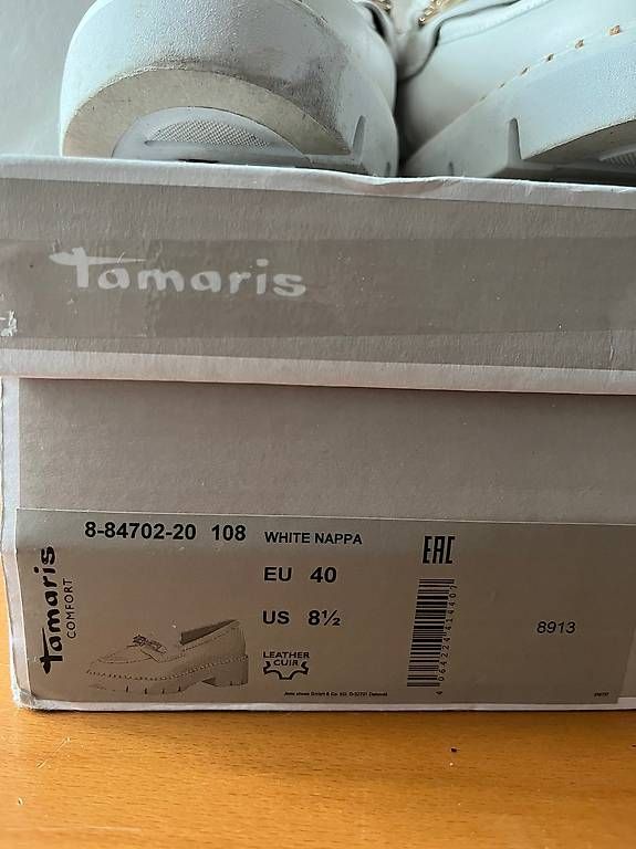 Tamaris Scarpe da donna: Weisse Loafer Schuhe 40 – Usato da Winterthur venduto da lynnszabo 1